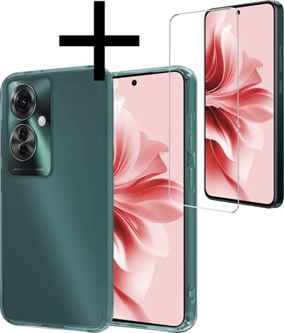 Hoesje - Met Screenprotector - Geschikt voor OPPO Reno 11F - Sterk & Shockproof - Back Cover - Siliconen Case - Telefoon Hoes - Transparant