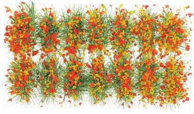 Modelbouw Set met Zelfklevende Bloemenmix voor Diorama's - H0 Spoorweg Accessoires, Statig Gras, Zomer Decoratie