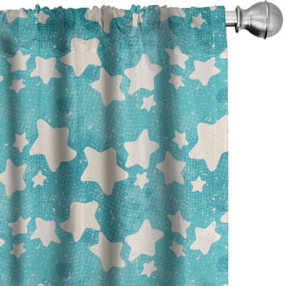 ABAKUHAUS Sterren Gordijnen – Halftoon Lichtverduisterend – 2x75x225 cm – Mikrofaser – Eierschaal/Seafoam