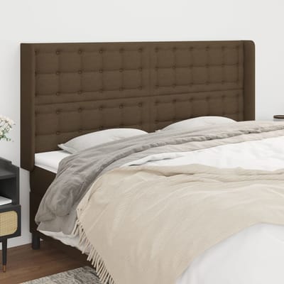 vidaXL - Hoofdbord - met - randen - 163x16x118/128 - cm - stof - donkerbruin