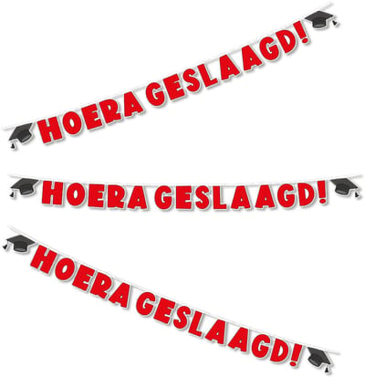 LUQ – Hoera Geslaagd Slinger – 3m – Luxe Graduation Party Decoratie – Afstudeer Feest Versiering – Direct Ophangen