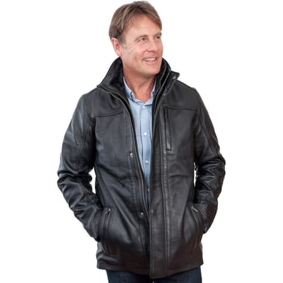 Warm halflang leren bikerjack