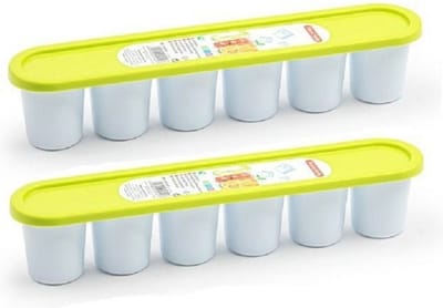 PlasticForte Grote ijsblokjes/ijsklontjes vormen - 2x - met deksel - groen - 30 x 6 cm - XXL