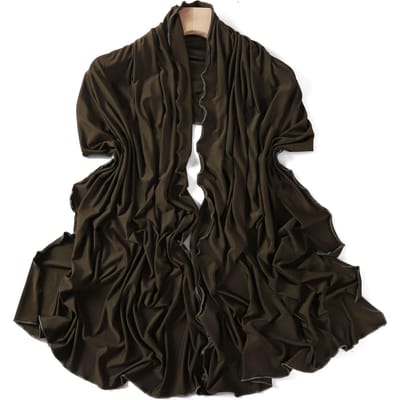 Luxe Jersey Hijabs met Golvende Rand voor Vrouwen Effen Kleur Modal Melkzijde Sjaal Hoofddoek Herfst Sjaal Elastische Chiffon Sjaal Ramadan black