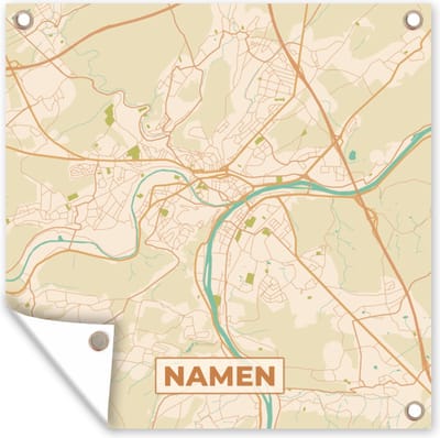 Tuin poster Stadskaart - Namen - Plattegrond - Retro - Kaart - 200x200 cm - Tuindoek
