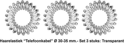Rojafit “Telefoonkabel” Haarelastiek - Mini - Ø 30-35 mm - Set 3 Stuks - Transparant