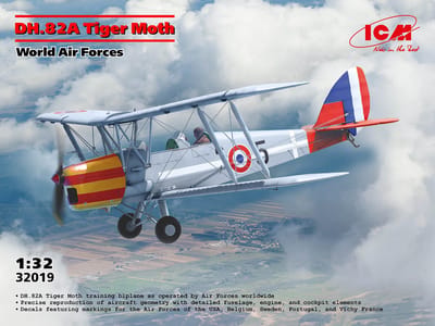 ICM Modelbouwpakket Vliegtuigen - 32019 DH.82A Tiger Moth - World Air Forces - Britse tweedekker - Vliegtuig Plastic - 1:32 - Modelbouw
