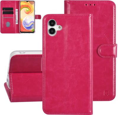 UNIQ Accessory Galaxy A04 Book Case hoesje - Pasjeshouder voor 3 pasjes - Magneetsluiting - Hanger - Felroze