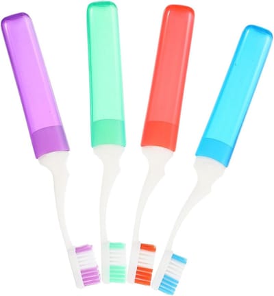 Reis Tandenborstelset - Opvouwbare Borstels - Hygiëne Onderweg - Antislip Handvat - 4 Stuks - As Afgebeeld