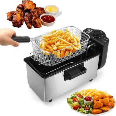 Elektrische Frituurpan - Compacte Frituur - Lekkere Snacks Maken - Snelle Temperatuur Herstel - 3 Liter Capaciteit - Zilverkleurig