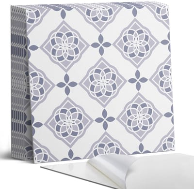 Coloray Plaktegels - Geometrisch ruitpatroon Portugese Tegels - 30 cm x 30 cm - Grijs Plaktegels - 9 stuks - Vierkant PVC Tegels - Plaktegels Keuken - Zelfklevende Vloertegels - Vinyltegels Vloer Zelfklevend - Zelfklevende Tegels