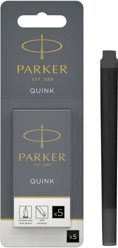 Parker lange vulpen inktpatronen | zwarte QUINK inkt | 5 vulpenpatronen (Blister)