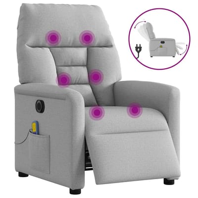 vidaXL - Massagestoel - elektrisch - verstelbaar - stof - wolk - grijs