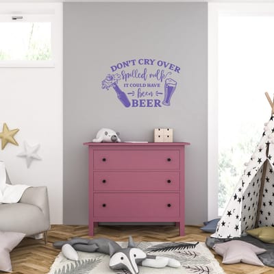 Muursticker - Dont Cry Over Spilled Milk - 58 x 94 - Paars