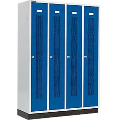 Schäfer Shop Select Kledinglocker met geperforeerde lijnen, 4 compartimenten, met fitting, cilinderslot, deur gentiaanblauw