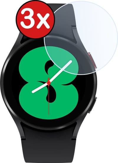 Screenprotector - 3 Stuks - Geschikt voor Samsung Galaxy Watch 4 44 mm - Sterk & Shockproof - Tempered Glass - Gehard Glas - Beschermglas Screen Cover - Bescherm Protector voor Smartwatch