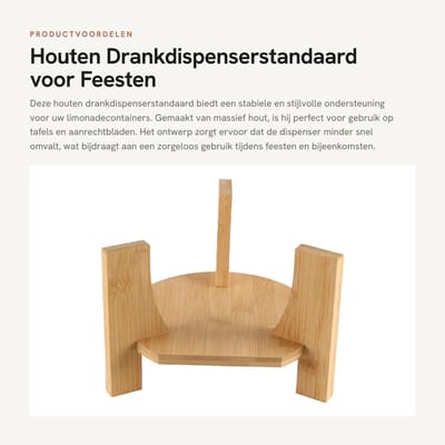 Dailygoods- Drankdispenserstandaard Houten Basis - Stabiele Drankhouder - Slijtvast Materiaal - Geschikt voor Koude Drankemmers - Praktisch Cadeau voor Feestjes