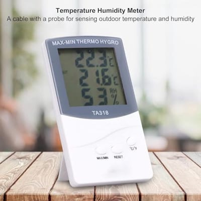 Moderne binnenthermometer en hygrometer met instelbare graden voor binnen en buiten