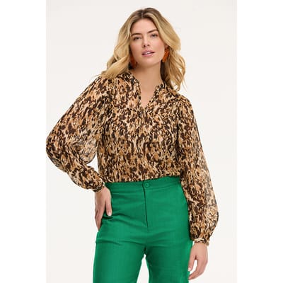 Shiwi Isa Top Faded Leopard Beige Faded Leopard Size: XS | Blouses Outlet | Dames | Beige