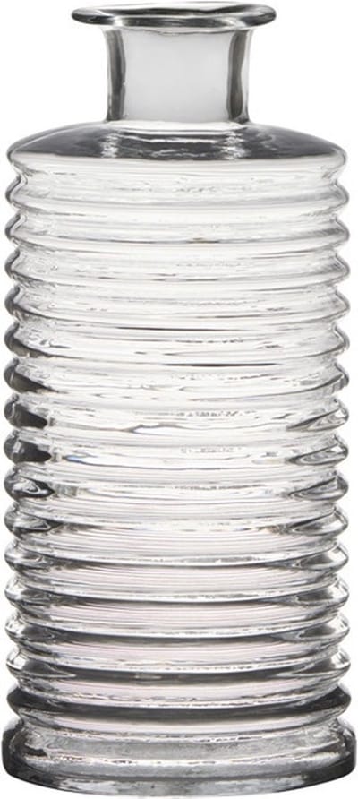 Hakbijl Glass Vaas - transparant - geribbeld - 14.5 cm diameter - 31 cm hoog - bloemenvaas