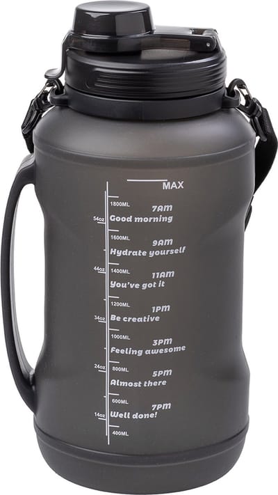 Duradis - Opvouwbare waterfles - Drinkfles - Waterzak - Duurzaam - Siliconen - 2000 ml - Zwart