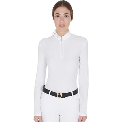 Technisch paardrijpoloshirt met lange mouwen voor dames Equestro