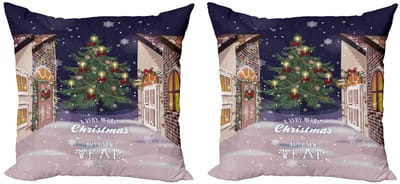 ABAKUHAUS Kussenhoezen Set 2x40x40 cm – Reversibel, Digitaal bedrukt – donkerblauw