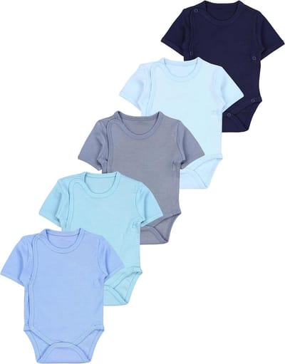 Baby Jongens Rompers - Korte Mouwen Set - Dagelijks Gebruik - Praktische Drukknopen - 5 Stuks - Multicolor