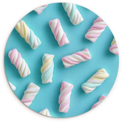 WallCircle® Wandcirkel 120x120 cm - Muurcirkel Spekjes - Pastel - Snoep - Blauw - Muurdecoratie woonkamer - Wanddecoratie slaapkamer - Kamer decoratie accessoires - Ronde schilderijen XXL