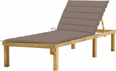 Ligstoel met kussen - Zonneligstoel buiten - Ontspannen in tuin - Verstelbare rugleuning - 200x70 cm - Taupe