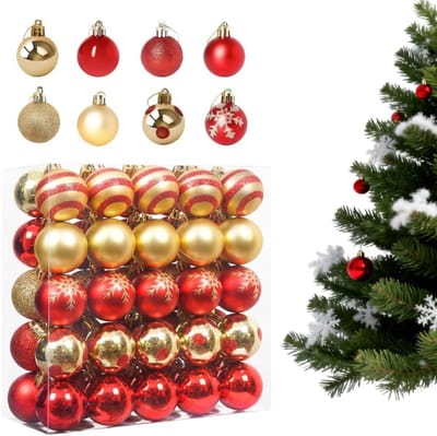Dailygoods- Kerstballen 50 Stuks - Mini-Kerstballen 4 cm - Robuuste Decoratieve Ballen - Feestversiering - Bruiloft/Verjaardag - Stevig Koord - Kerstdecoratie