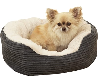 Rosewood Jumbo Cord Hondenmand Small 51 x 43 cm - Zacht Pluche - Wasbaar - Grijs/Crème