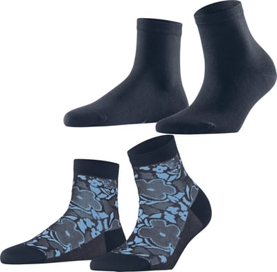 Esprit Geranium 2-Pack kort gedessineerd katoen multipack sneakersokken enkelsokken dames veelkleurig - maat 35-38