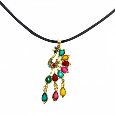 Ketting Pauw gekleurd verstelbaar goudkleurig - Charme Bijoux