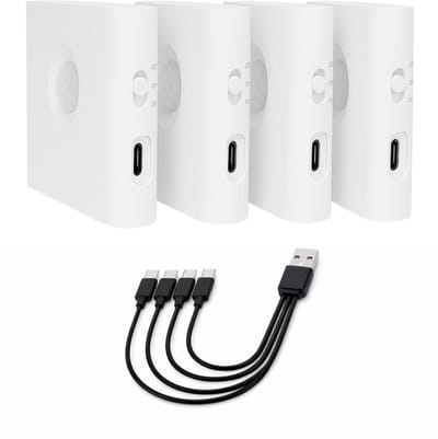 Oneproduct Wandlamp Binnen - Set van 4 - Oplaadbaar - USB-C - Bewegingssensor