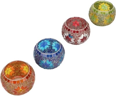 Mozaïek Glazen Kandelaar - Romantische Kaars Houder - Kleurrijk - Europese Stijl - Decoratie Patch Stand - Bruiloften - Feesten - Thuis - Kaarslicht Diner Decor Bar - Geschikt voor - 4 stks - Kleur of model