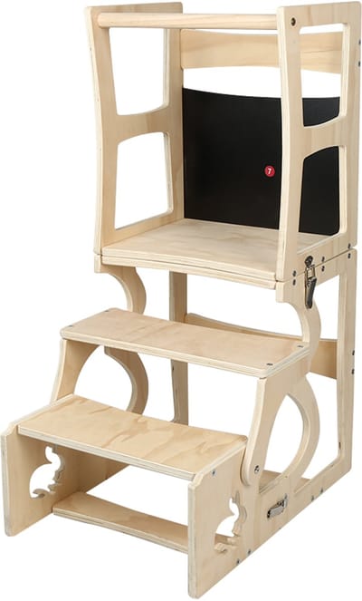 PIPIPOXER-2-in-1 multifunctionele leertoren opvouwbaar vanaf 1 jaar, leerstoel kinderopstapje hout - Leertoren - Leertoren Inklapbaar - Keukenhulp