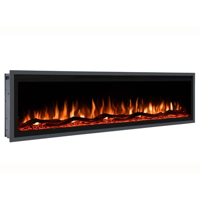 EVIQ Royal Paris 72 inch - Elektrische sfeerhaard - Haard met Verwarming - Sfeerhaard Elektrisch geschikt voor Cinewall - Inbouw Sfeerhaarden - Elektrische Kachel Sfeerhaard - 182x14x43cm - Zwart