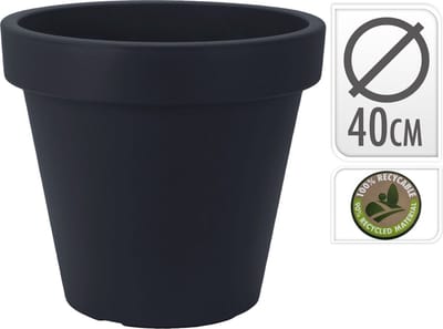 Oneiro Luxe Bloempot BLOEMPOT EK ROND DIA 35x40 cm ANTRACIET – hotel chique - binnen ––– accessoires – tuin – decoratie – bloemen – mat – glans – industrieel - droogbloemen