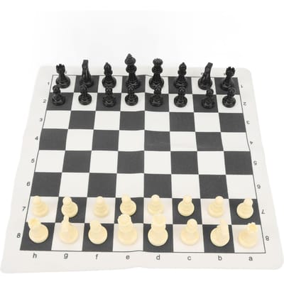 Draagbare Schaken Dammen Set Oprolbaar Schaakbordspel met Handheld Rits Opbergtas voor