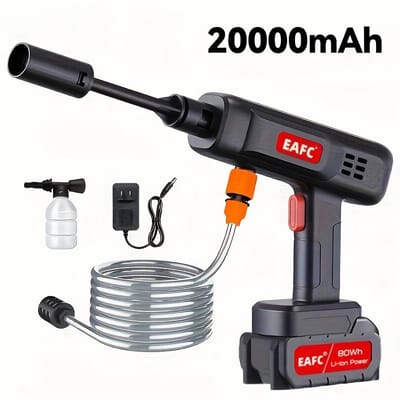 EAFC 60Bar 500W Draadloze Hogedrukreiniger - Auto Was Set - Terrasreinigers - Hogedrukspuit - Incl. 21V 80Wh Accu - Zwart