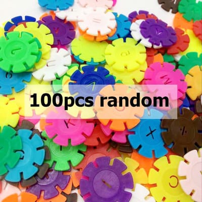 60/100/200 stuks Vroegonderwijs Insteekzak Sneeuwvlok Bouwblokkenset Baby Puzzel Plastic Assemblage Bouwblokken Speelgoed DDJ