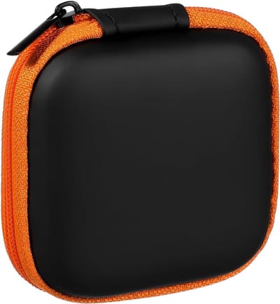 Draagbare vierkante opslagtas voor oordopjes - Reisaccessoire voor SD-kaarten, hoofdtelefoons en earbuds in oranje kleur