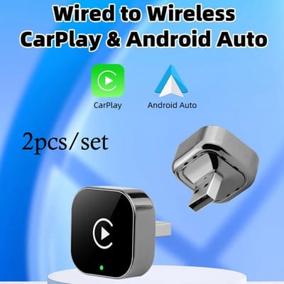 2 stuks/set Nieuwe 2 in 1 Draadloze Carplay AI Box Android Auto Plug en Play Geschikt voor Carplay Conversie Draadloos verbonden met originele auto, Carplay bedraad naar draadloze Carplay Box Android Auto auto-interconnectieboxadapter