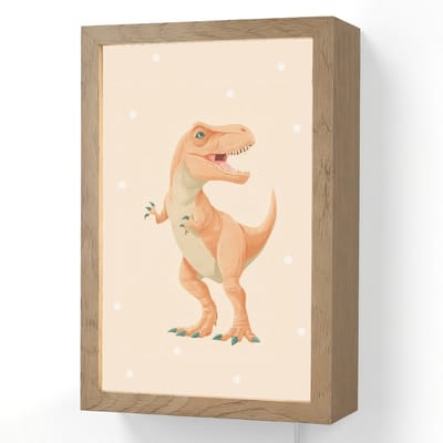 Wandlamp 20x30 cm - Oplaadbaar - Dino - T-Rex - Oranje - Stippen - Wandlampen binnen woonkamer - Slaapkamer lamp met kabel - Decoratieve nachtlamp - Vloerlamp snoer