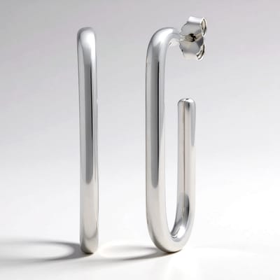 Cavill - 925 Sterling Zilveren Oorbellen - Gerhodineerd - Minimalistische U Vorm - Lichtgewicht 31mm - Elegante Fijne Sieraden