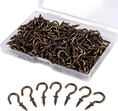 Schroefhaken, klein, mini, 1/2 inch haakschroeven, kleine haken voor schroeven, haakschroeven, schroefhaken voor hout, theekopjes, sleutels, hangende planten, kunstdecoraties
