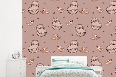 Behang - Fotobehang Dieren - Kinderen - Patronen - Breedte 315 cm x hoogte 260 cm