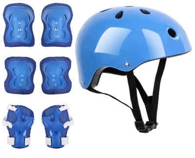 7-delige beschermingsset voor kinderen - Volledige bescherming - Set knie- en elleboogbeschermers - Beschermingsset voor ijsschaatsen - Geschikt voor kinderen van 4-15 jaar - Voor sportief schaatsen - Blauw