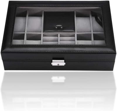 Multifunctionele vitrine met 8 sleuven en 2 roosters voor het opbergen van sieraden, ringen en accessoires voor heren en dames